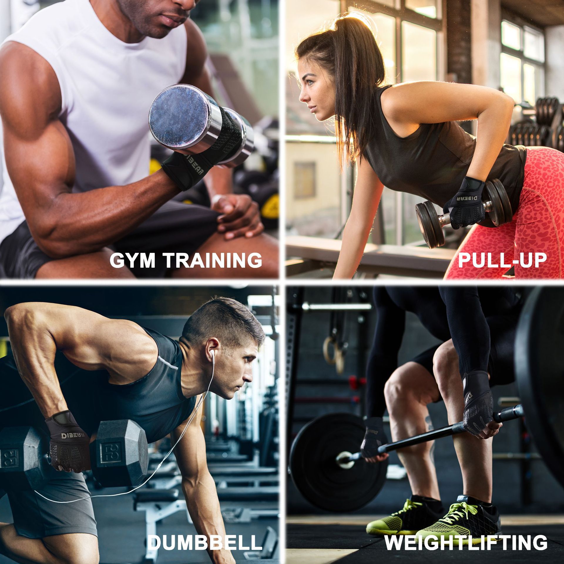 DIBEAR Gym Workout Gloves (10)