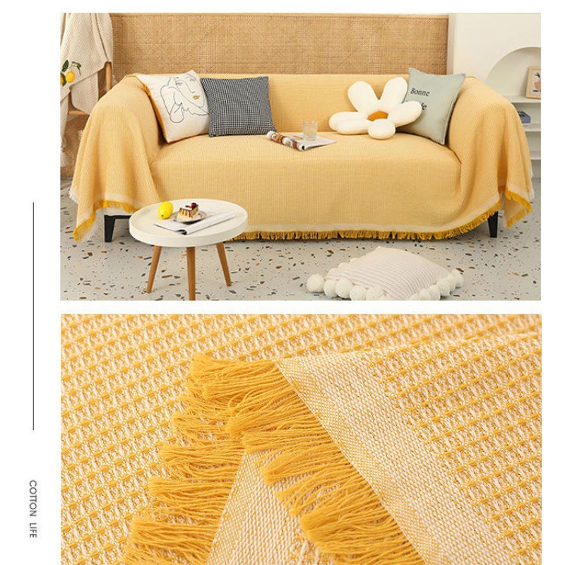 沙发套布头ins风防猫抓沙发盖布巾套罩四季通用防滑纯色防尘棉