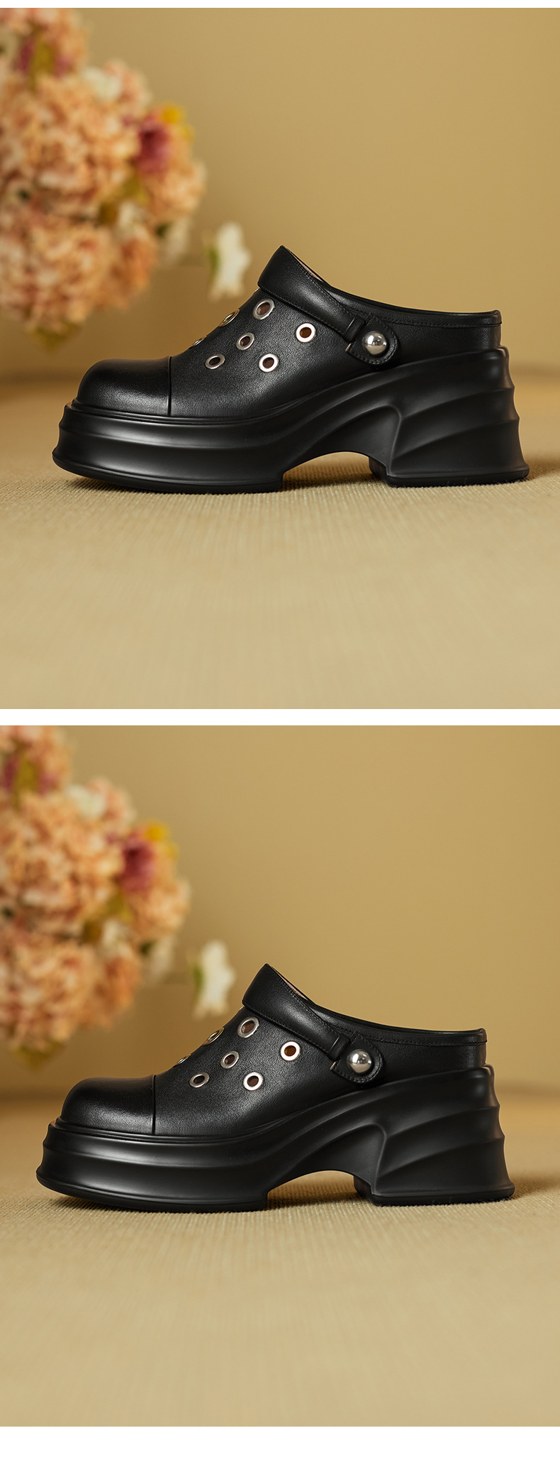 Dép sandal nữ mũi nhọn quai chữ V đế dày gót cao 9 cm — màu trắng ngà chi tiết 11