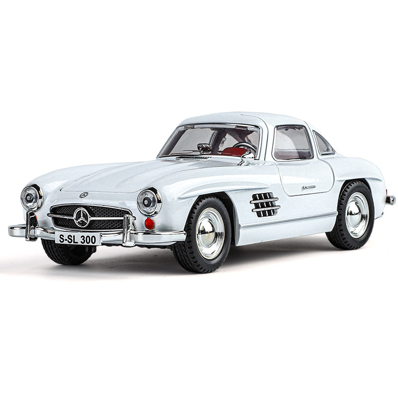 Nuevo modelo de coche de aleación Haodi 1 a 24 retro Big Ben 300SL coche clásico de retroceso coche de juguete modelo de efecto de sonido