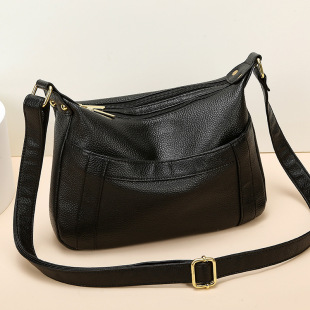 Cross-Border Middle-Aged Women's Bags 2025 New First-Layer Soft Cowhide Versatile Mother Bag Genuine Leather Shoulder Crossbody Bag for Women