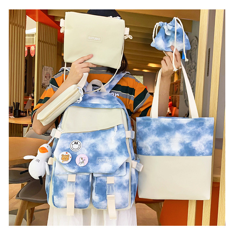 Fashion Tie-dye Large Capacity Canvas Bag Five-piece Set Wholesale Nihaojewelry display picture 6