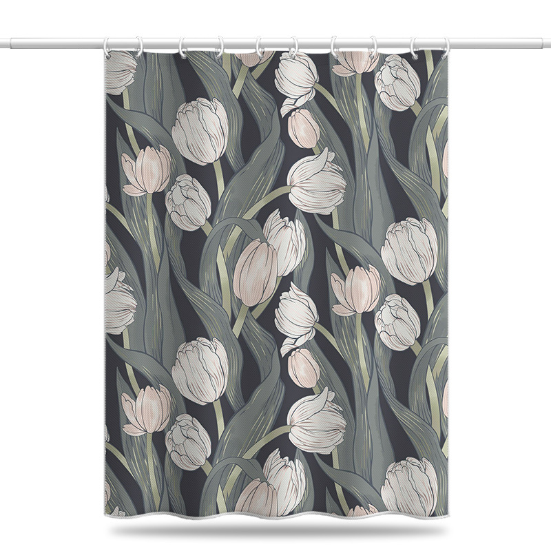 American-style Romantic Rose Hand-painted Floral Hotel Shower Waterproof And Mildew-proof Water-blocking Curtain,_voghion.com