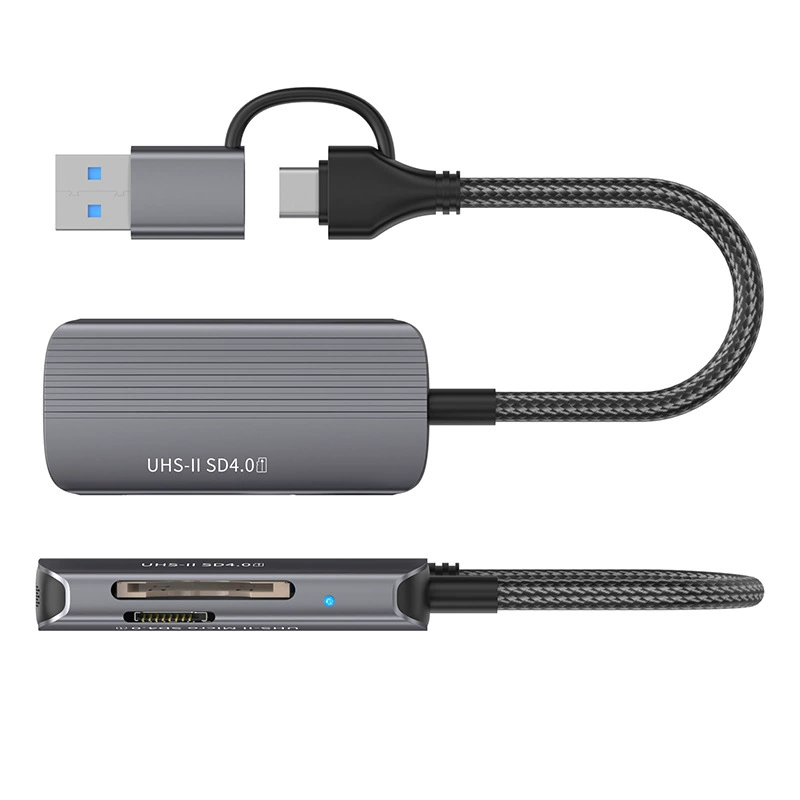 Двухголовый 2 в 1 чтение карт 4.0, USB4.0/Type-C разъём SD/TF одновременное чтение двух карт, универсальное устройство