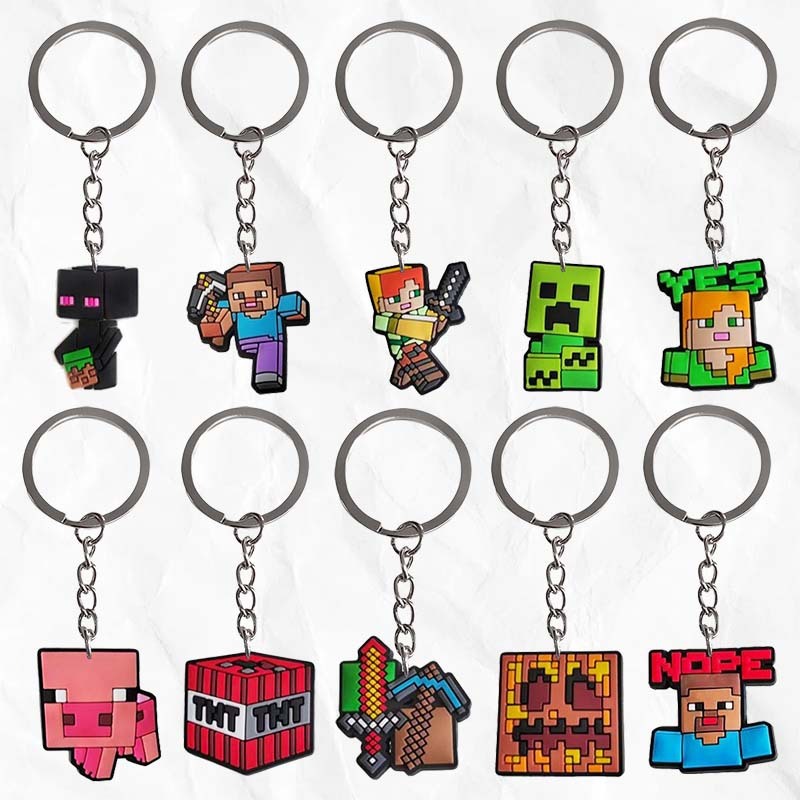 Minecraft キーホルダーシリーズ漫画アクセサリー PVC ソフトラバーキーホルダーバッグペンダント小さなスクールバッグキーホルダー|undefined