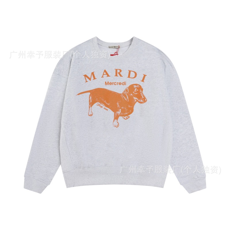 现货潮牌韩国Mardi卫衣金高银同款潮牌小雏菊印花腊肠狗圆领上衣|undefined
