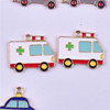 Cartoon ambulance, metal police car, jewelry, pendant, earrings, necklace, Korean style, fire truck, handmade