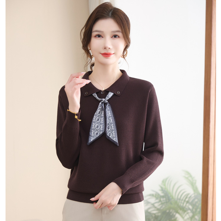 中年女翻领小衫40-60岁衣服2025年女装成熟妈妈装气质简约针织衫|undefined