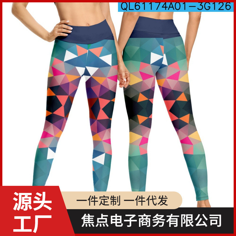 2024 New Summer Yoga Pants with Elk Elements 3D Digital Print Women's Sports Pants Tight Fit Pod Custom Order
