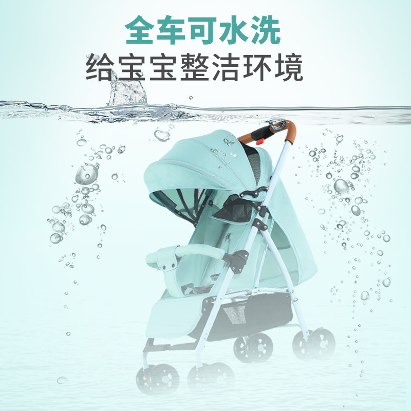 Cochecito de bebé para niños personalizado ligero, plegable con una tecla, dos vías, puede sentarse y acostarse, amortiguador de cochecito de bebé de paisaje alto