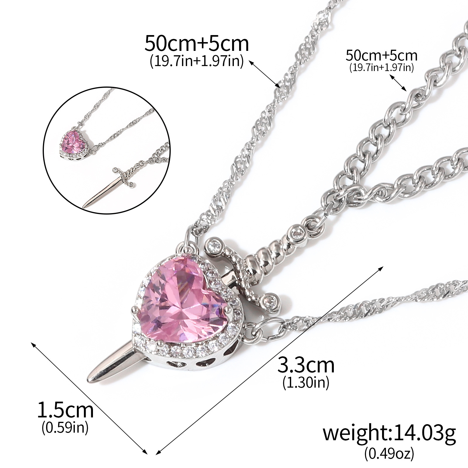 Copper Pendant Material Elegant Modern Style Heart Shape Iron Copper Chain-free Pendant Necklaces Wholesale