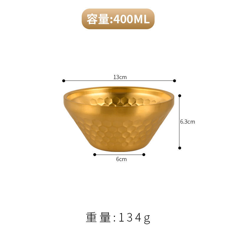 韓国 304 ステンレス鋼の笠ボウル二層槌目サラダボウル V 字型ライスボウルデザート鍋レストランかき氷ボウル|undefined
