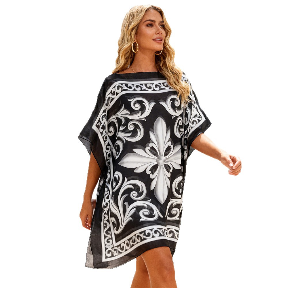 Ventas transfronterizas calientes de moda europea y americana vestido de playa bikini camiseta elegante falda protectora solar chal