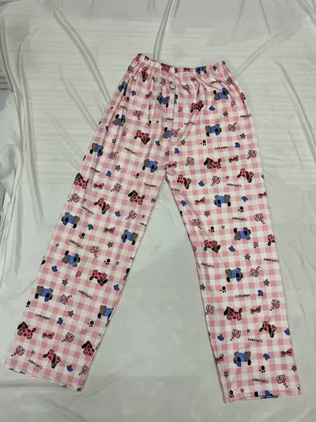Pink plaid dog trousers