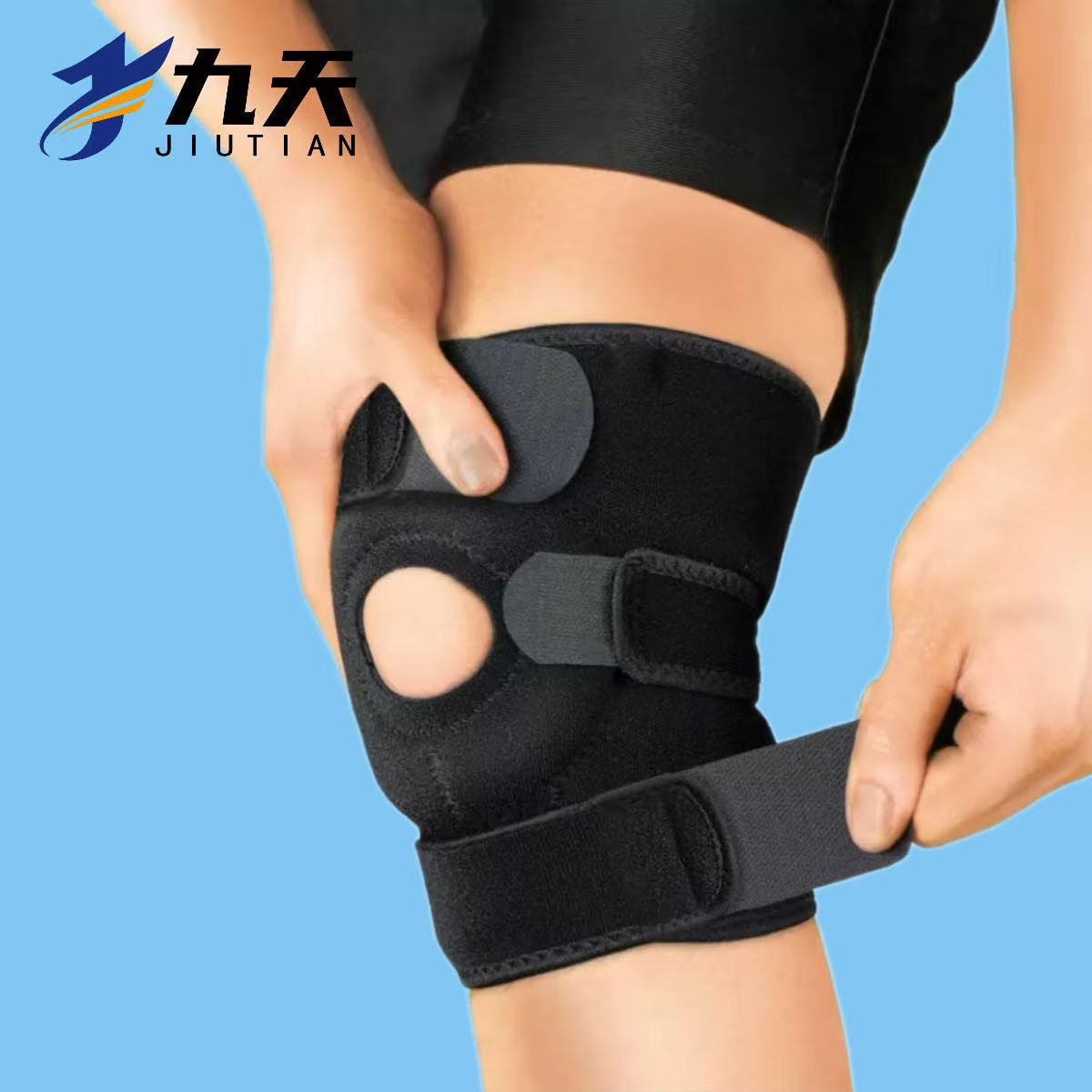 Jiutian Manufacturer Wholesale Sports Knee Pads Silicone Patella Mountaineering Men's and Women's Professional Meniscus Protection Shock Absorption Running