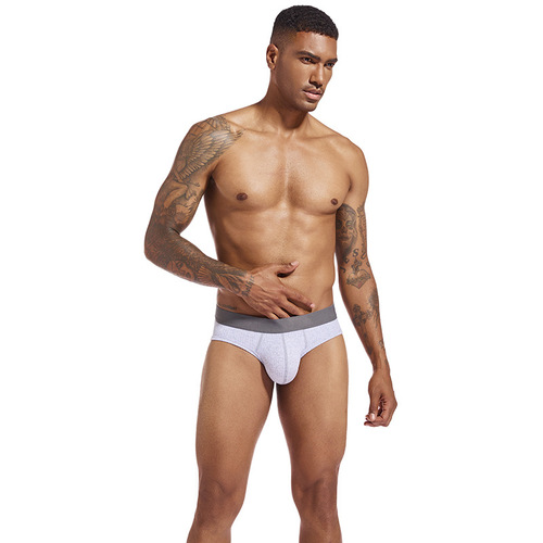 Men's pure cotton low-rise solid color triangle briefs summer breathable ribbed shorts elastic comfortable tight fashion