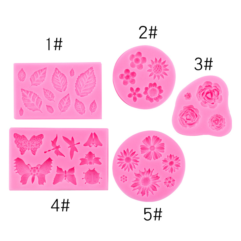 Flor de mariposa hojas silicona molde creativo fondant pastel chocolate postre hornear decoración Accesorios