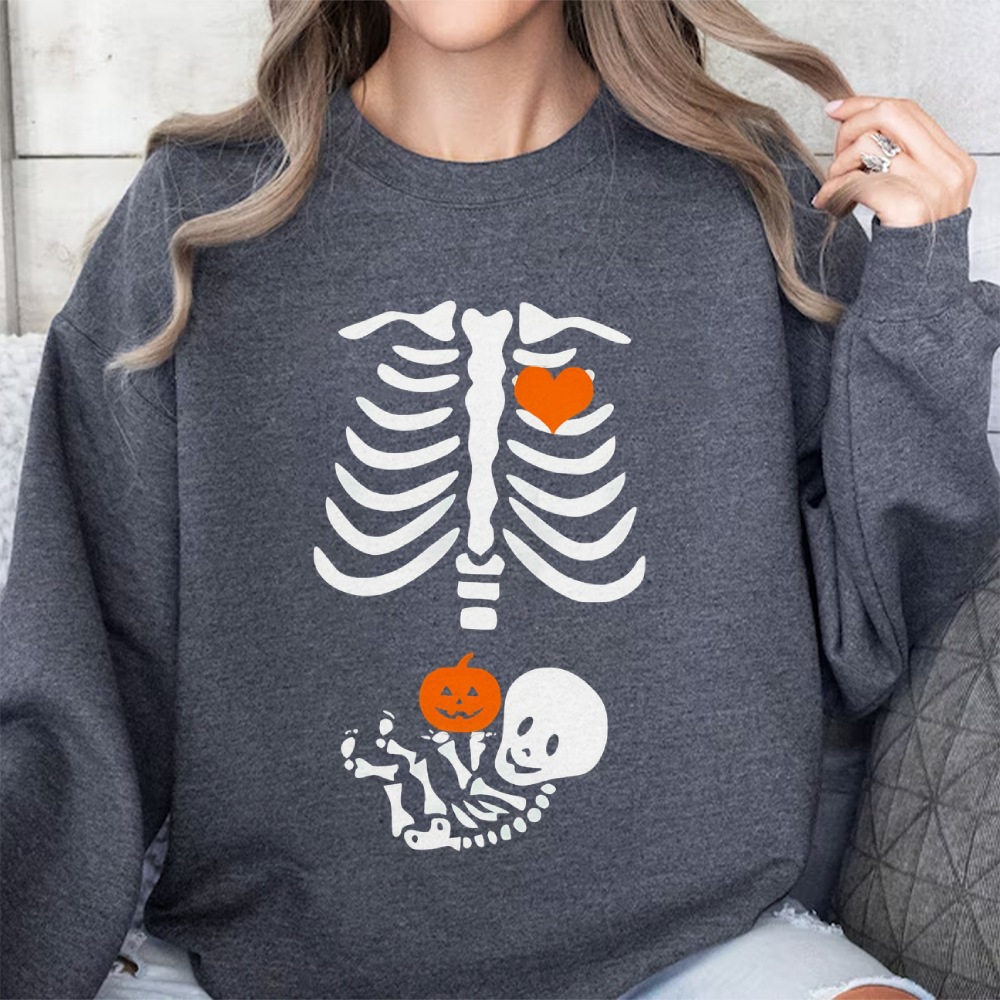 Skeleton Halloween Maternity Sweatshirt Funny Pregnancy
