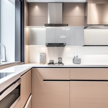 跨境出口现代简约石英石台面厨房定制橱柜厂家直供