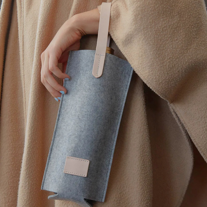 Japanese And Korean Simple Red Wine Bag Single Wine Storage Bag Felt Wine Bag Packaging Gift Bag