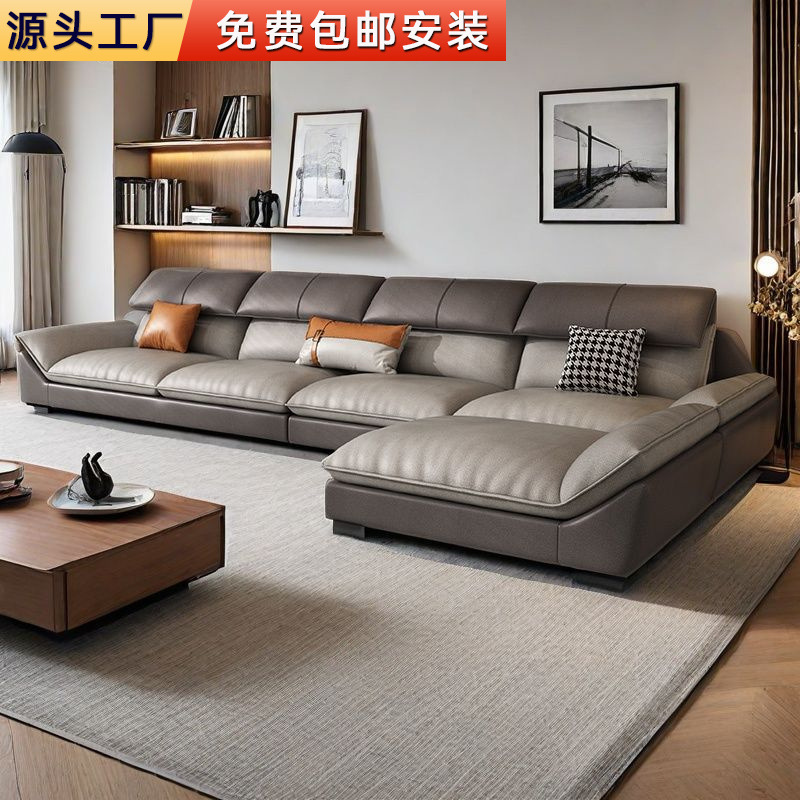 Nordic No-Wash Light Luxury Technology Fabric Sofa Modern Simple Living Room Straight Row Three-Person Fabric Latex Minimalist Style Sofa