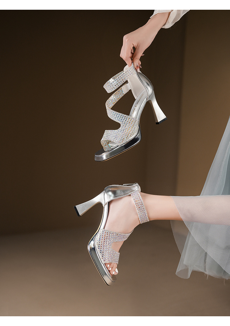 Y5751 Sommerliche französische Strass-Sandalen mit offener Zehenpartie, wasserdicht, Plateau, dicker Absatz, bequem, hohe Absätze, geschlossen_voghion.com