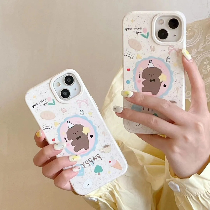 Dessert Puppy Suitable for Apple 16Promax Cute Mobile Phone Case Iphone14/15 Large Hole 13/12 Wheat XS Dessert Puppy Suitable for Apple 16Promax Cute Mobile Phone Case Iphone14/15 Large Hole 13/12 Wheat XS