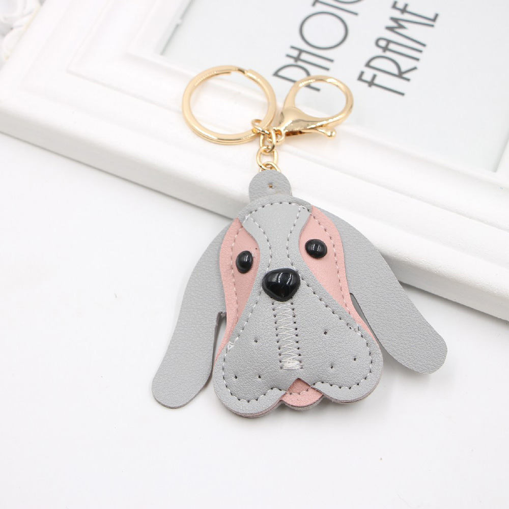 Foreign Trade Cross-border British Beagle Dog Animal Bag Pu Accessories Small Pendant Long Ear Puppy Leather Keychain display picture 3