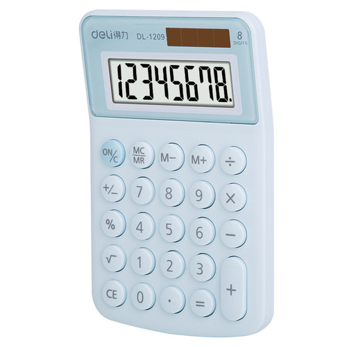 Deli 1209A Solar Dual Power Supply Calculator Portable 8-digit Display Candy Color Calculator Wholesale