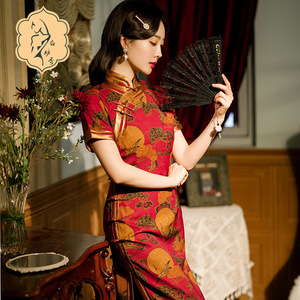 Retro Chinese Dress oriental Qipao Cheongsam for women high wind restoring ancient ways of the republic of China the Chinese dress long split temperament party dresses 