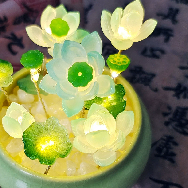 Глянцевая лотосная ночная лампа diy лотос световое изделие лучший друг девочка подарок на день рождения handmade подарок на Новый год событие