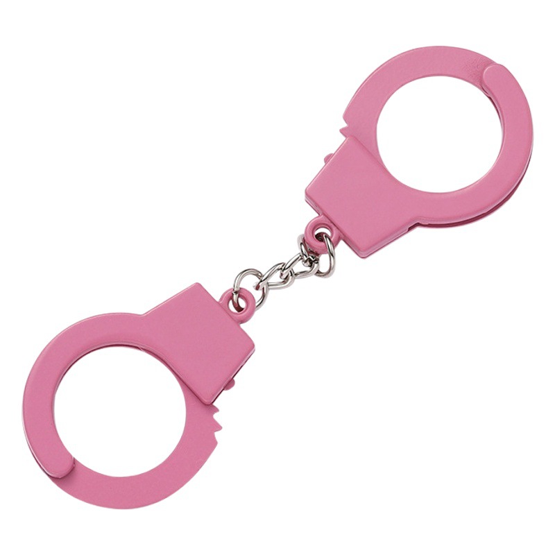 Rosa mascota pequeña mano hebilla mini simulación esposas llavero descompresión cerradura gato hebilla mascota hebilla