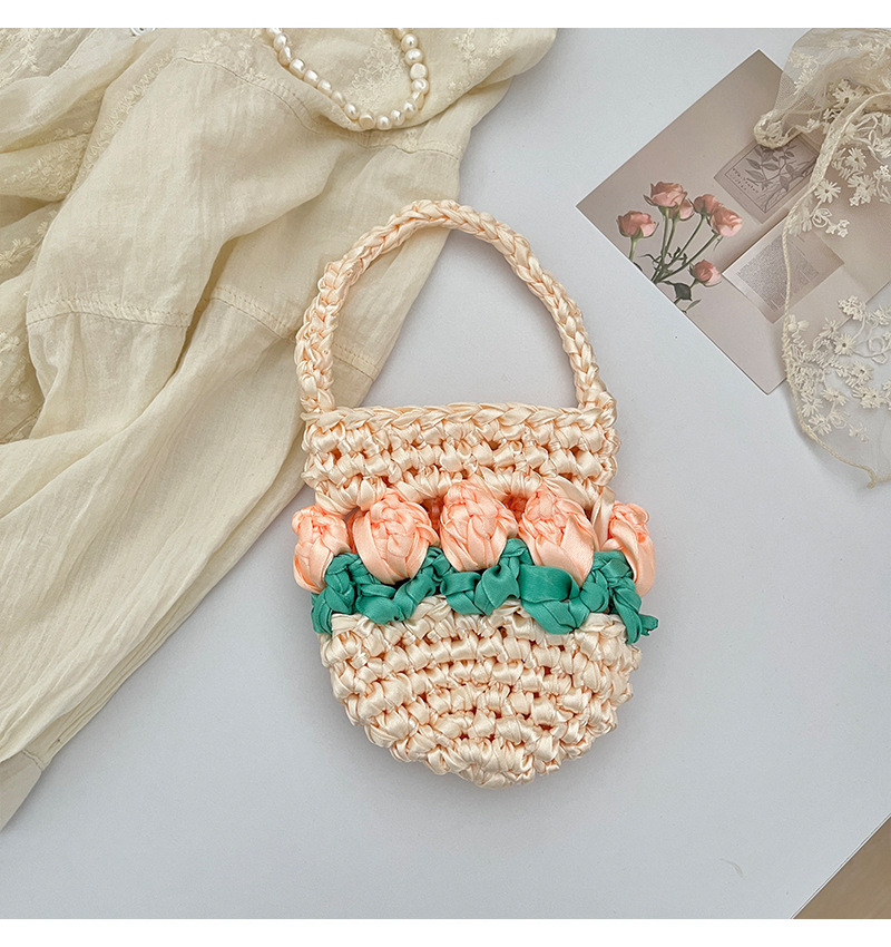 Women's Mini Knit Flower Vacation Cylindrical Open Handbag display picture 10