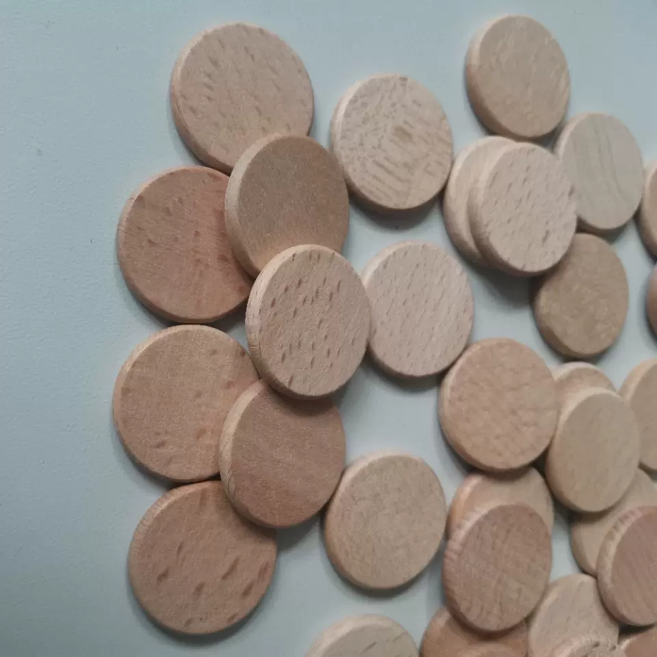 现货木圆片原木色天然榉木代币圆形片木片筹码桌游配件购物车木制