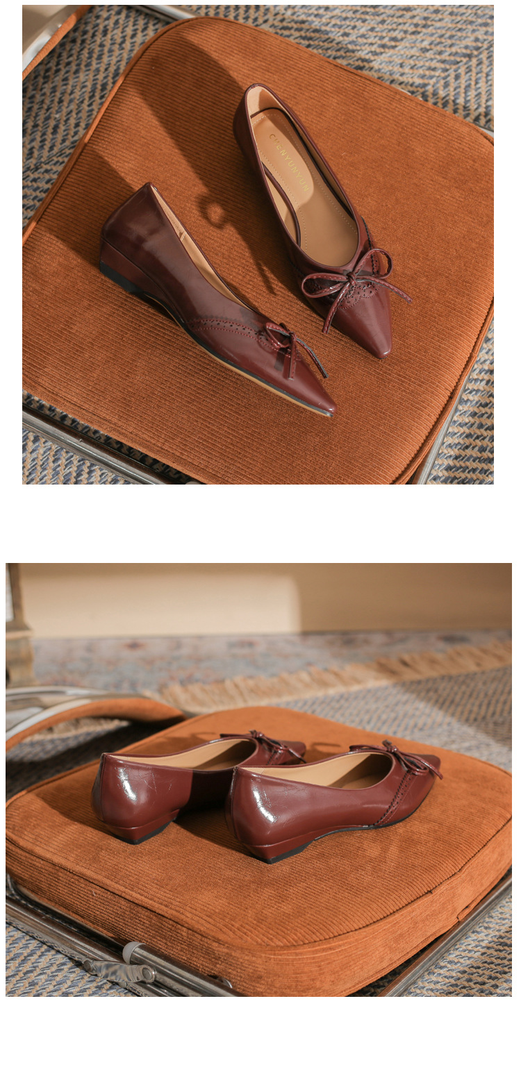 Giày cao gót nữ mũi nhọn gót wedge kiểu Pháp, gót thấp đa năng, miệng giày nông — màu đen chi tiết 26