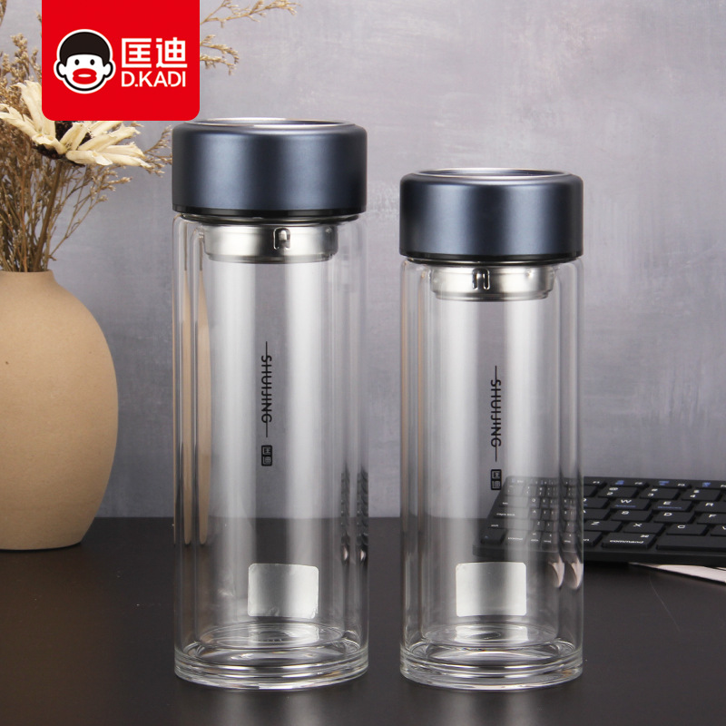 雙層玻璃杯商務水晶杯高硼硅杯子禮品辦公杯批發定製印字匡迪2170