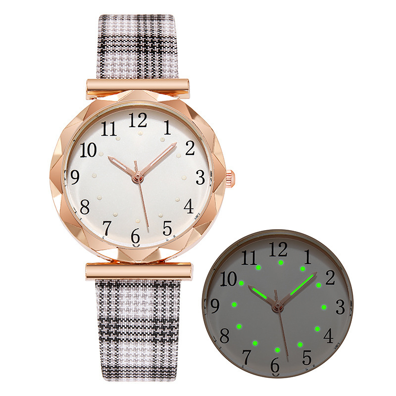 Popular 2021 New Glow Personalized Plaid Strap Quartz Watch Women's Edition_voghion.com