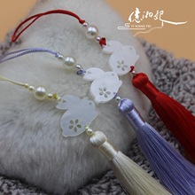 忆湘妃 雕刻 玉兔流苏 10cm穗子工艺品吊坠旗袍马面裙服装辅料