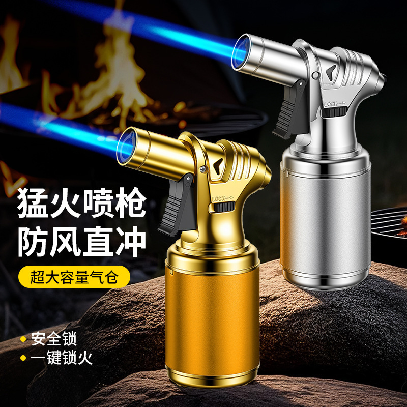 Handheld Creative High-Temperature Flame Gun Lighter Inflatable Windproof Durable Direct-Point Moxibustion Cigar Outdoor Igniter Handheld Creative High-Temperature Flame Gun Lighter Inflatable Windproof Durable Direct-Point Moxibustion Cigar Outdoor Igniter