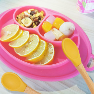 Children's food silicone for new born, spoon for food for training, water ladle, tableware for feeding, dinner plate 4