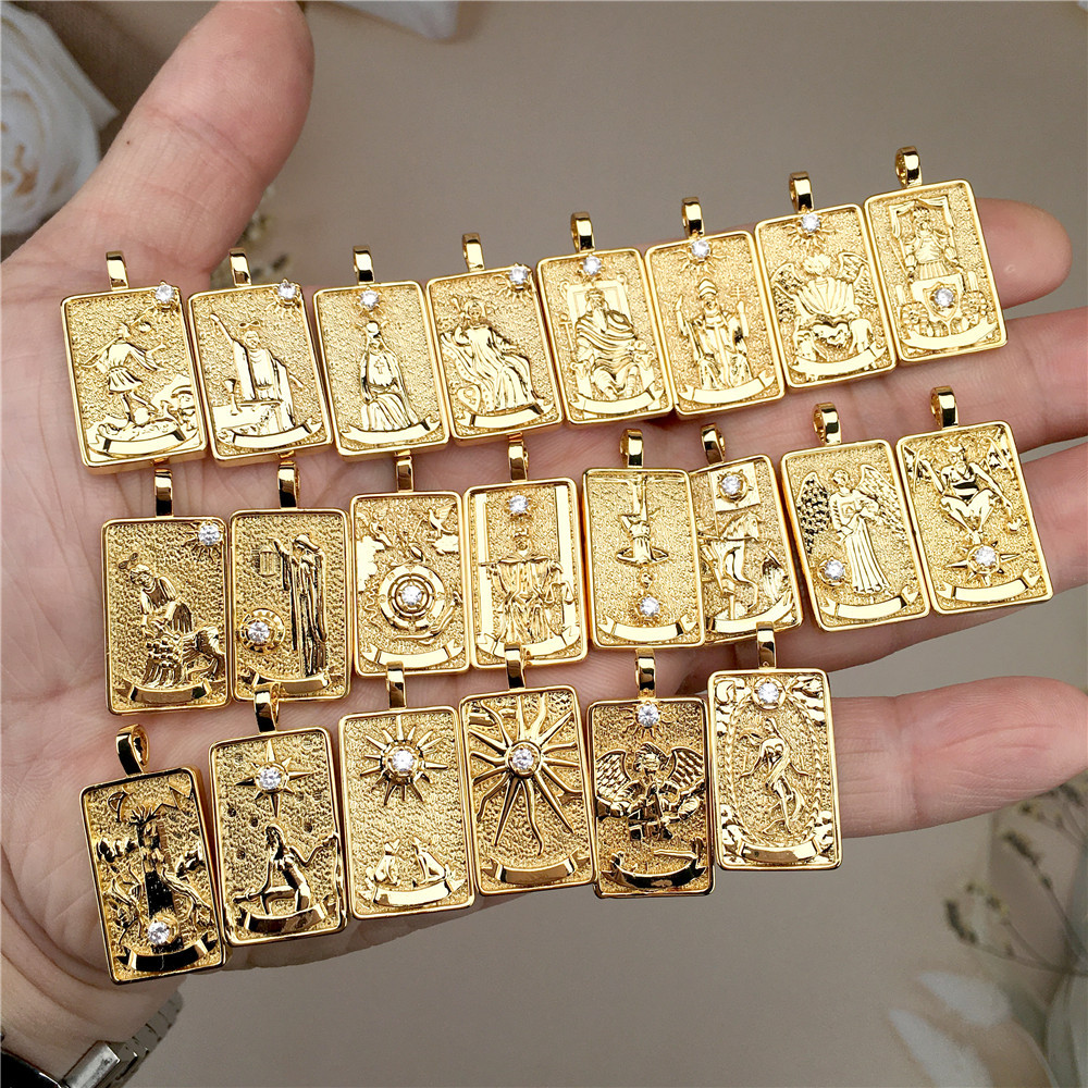 Nuevo nórdico Salomón tarot collar ins moda punk estilo hip hop hombres y mujeres collar con diamante cuadrado collar