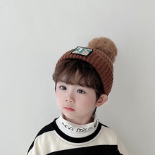 K5336  宝宝冬季保暖帽子  毛线帽 13大标针织帽  韩版休闲简约款