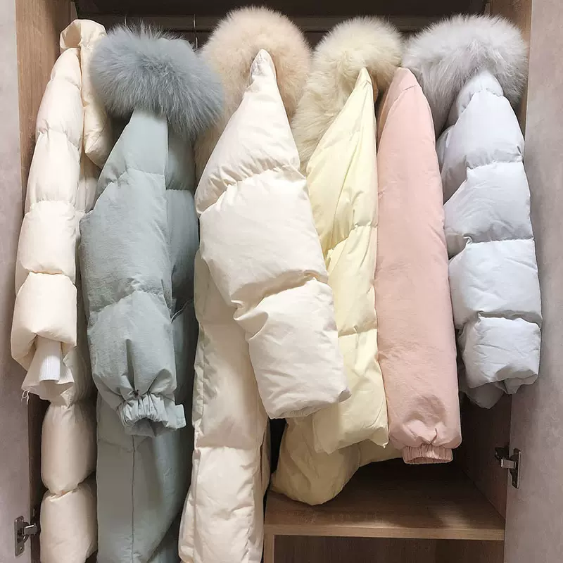 冬季新款韩版白鸭绒羽绒服长款过膝面包服外套棉服女装批发货源