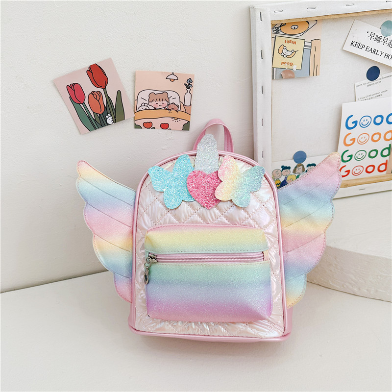 Arco de diamante extranjero bolsas escolares para bebés alas pequeñas de amor mochila de moda para niños y niñas mochila de sequillas de moda para niños