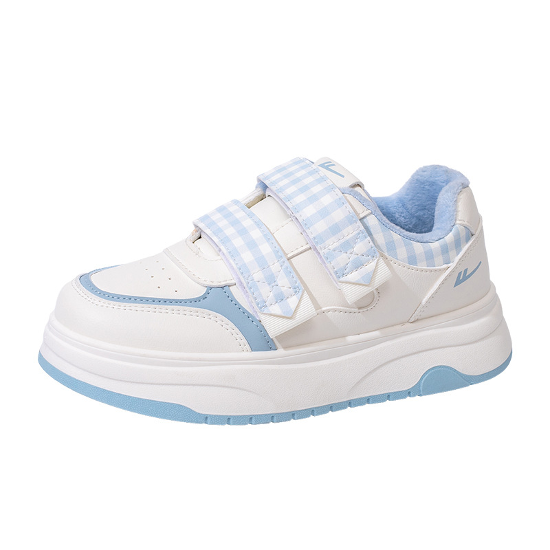 Zapatos de suela gruesa de terciopelo, calentamiento de moda, cómodos, zapatos de velcro, zapatos de skate de moda para mujeres que viajan en invierno
