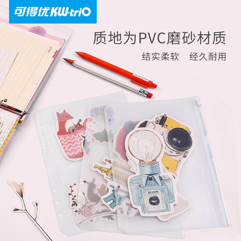 Kdedeou (KW-triO) a prueba de agua bolsa de almacenamiento de hojas sueltas bolsa de cordón A5/A6 transparente libro de contabilidad examen bolsa de la habitación