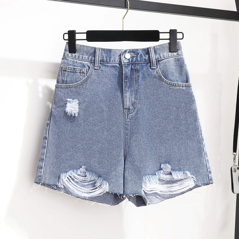 Скидки 200 кг 300 кг Большие размеры джинсовые шорты женские летние толстые брюки пухлые девушки с дырками грубые широкие