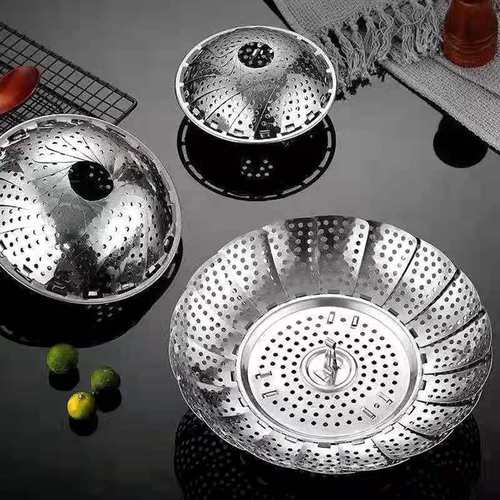 Stainless steel steamer, rice cooker, steamer, universal steamer, steamed buns, steamed buns, folding retractable steamer, steaming plate