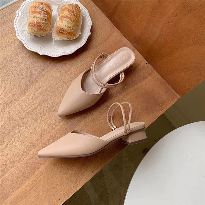 spring new pointed thick heel sandals NSHU35977