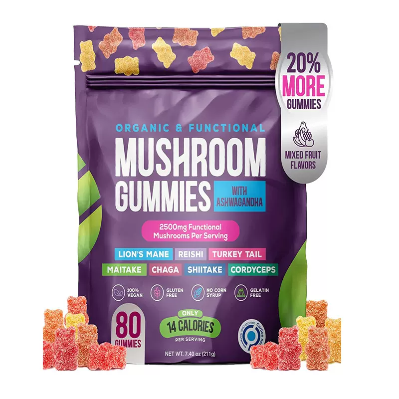 亚马逊热销品 蘑菇软糖 MUSHROOM GUMMIES 80粒源头厂家现货直发